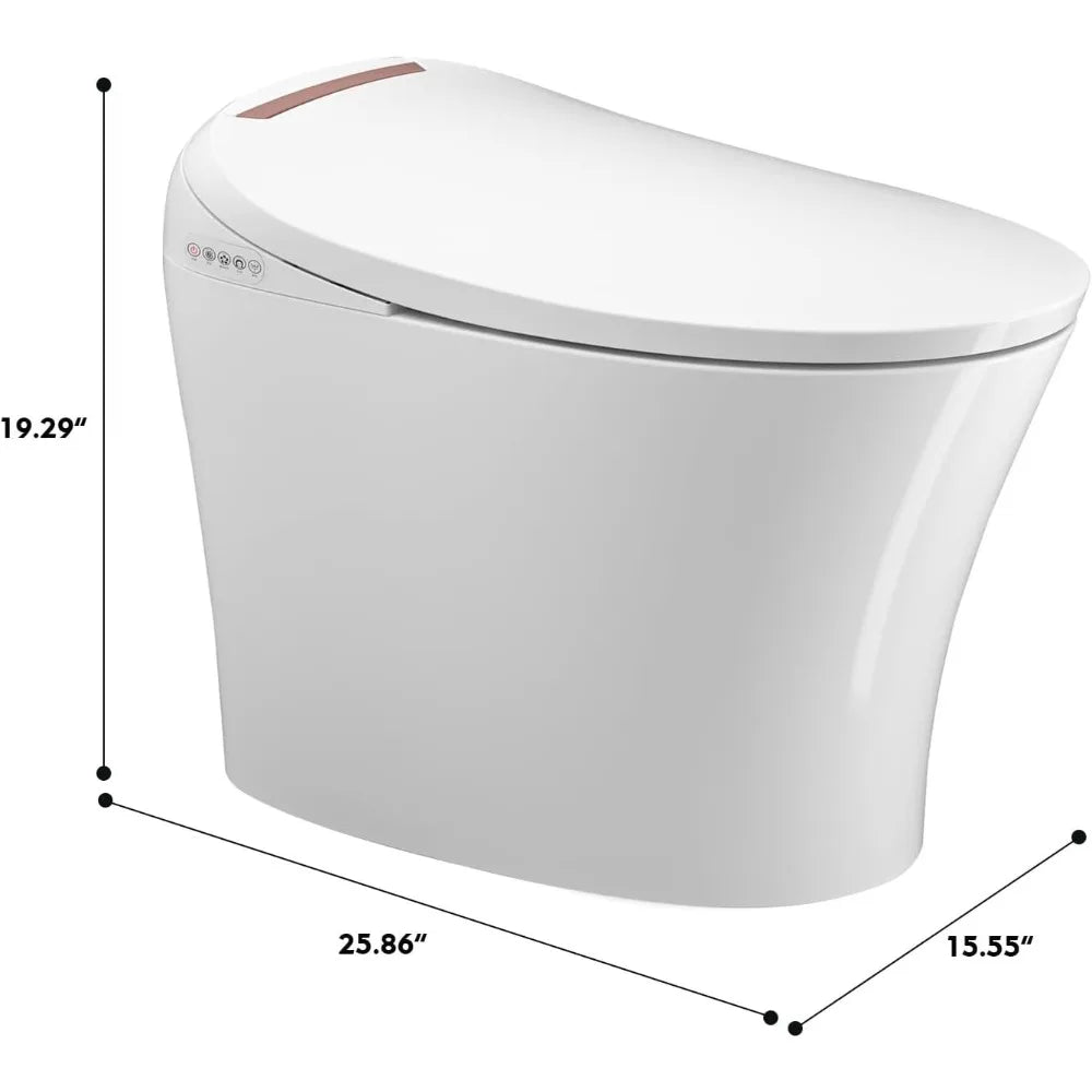 Smart Toilet With Bidet - Heated Seat, Integrated Multi-Function, Tankless, Automatic Flushing Ohberri