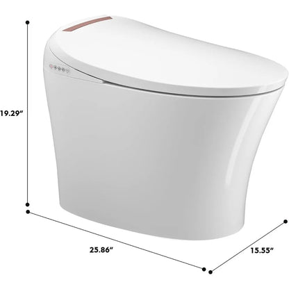 Smart Toilet With Bidet - Heated Seat, Integrated Multi-Function, Tankless, Automatic Flushing Ohberri