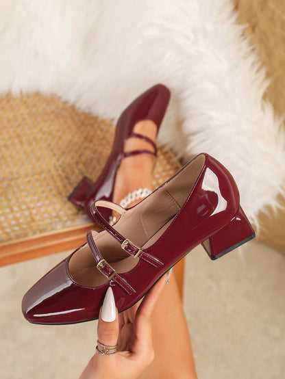 Mary Jane Leather High Heels Ohberri