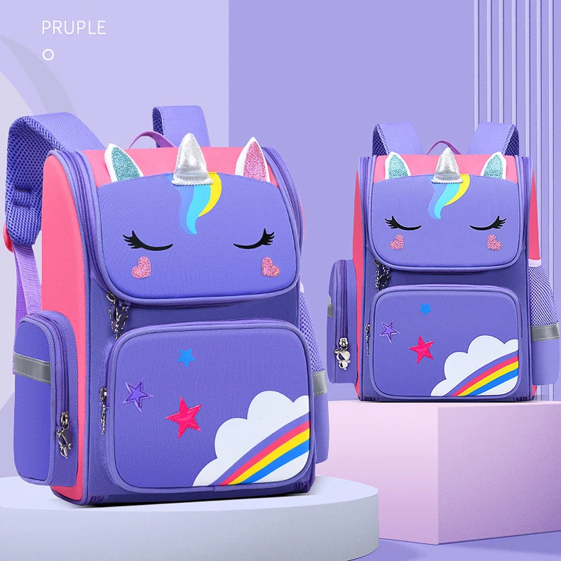 Kid Backpack for Girl Unicorn Children Rainbow Eyes School Bag Ohberri