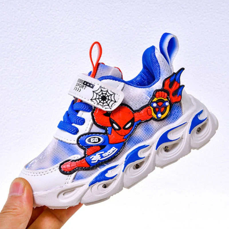 Disney Fashion Spiderman Baby Boys Sneakers Spring/autumn Children's Shoes Lighted Sneaker Trendy Kids Boy Sports Casual Shoes Ohberri