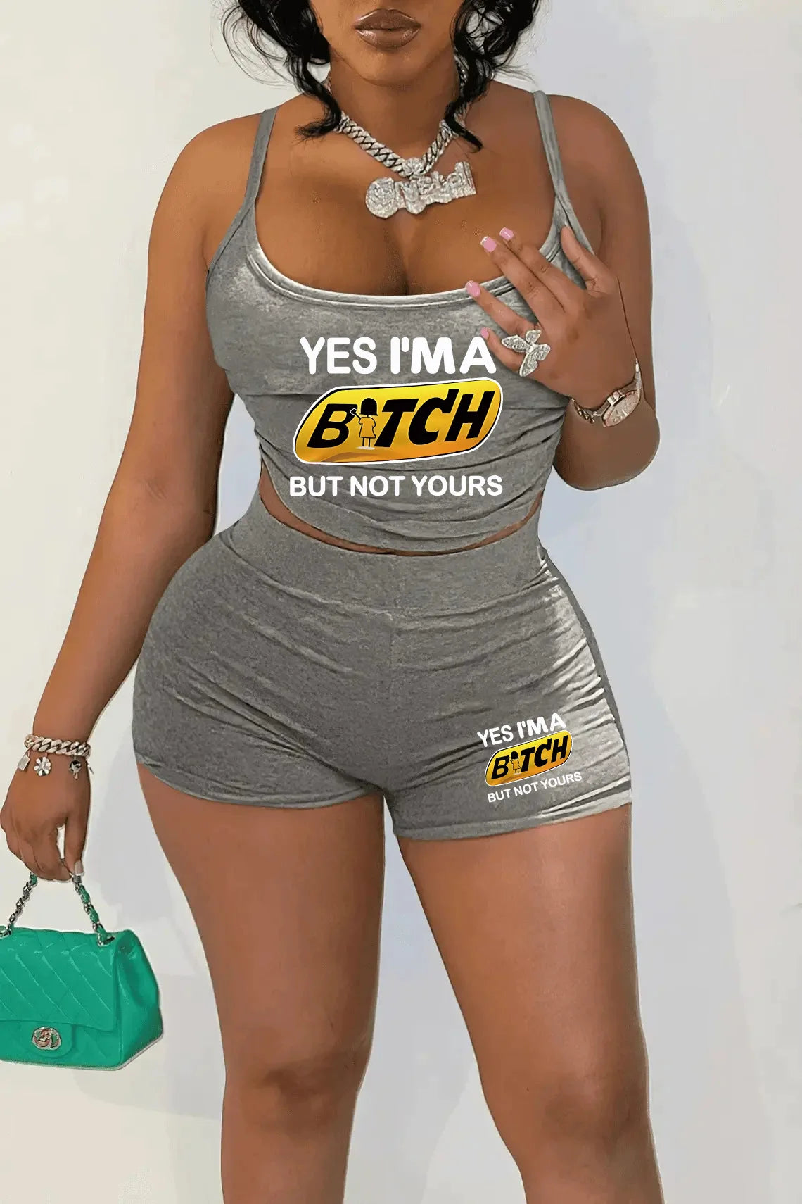 Sexy Spaghetti Strap Crop Tops And Short 2 Piece Sets Woman Outfit Ohberri