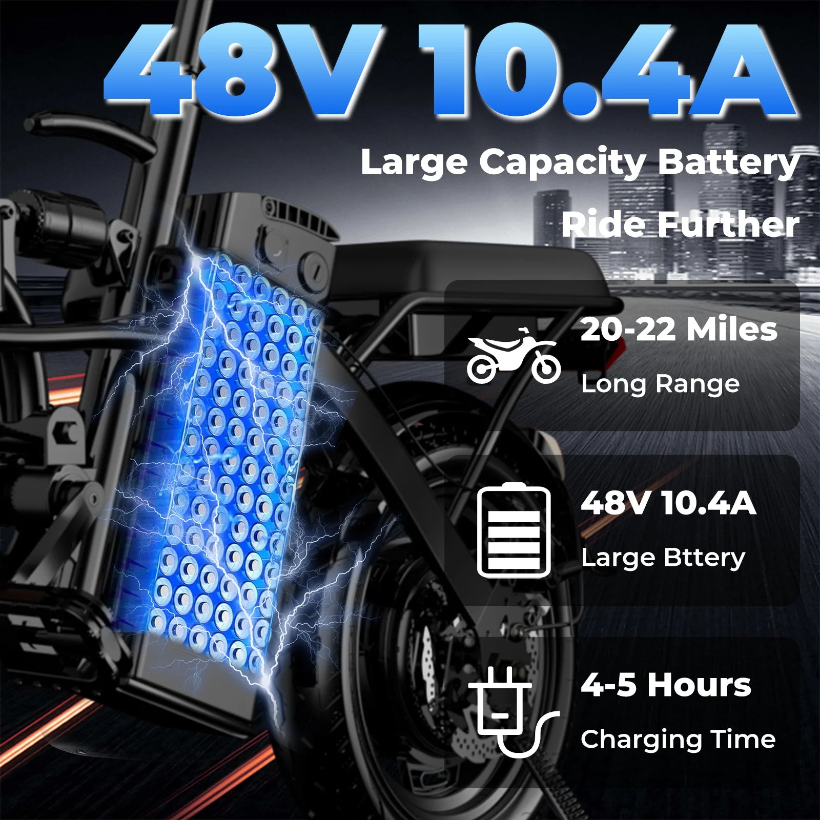 20 MPH, 48V 10.4Ah 14 Inch Folding Electric Bike - Ohberri