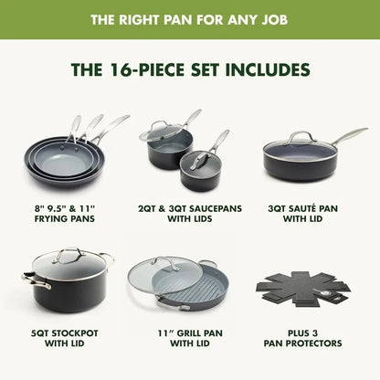 16-Piece Ceramic Nonstick Cookware Set - Induction Compatible Ohberri