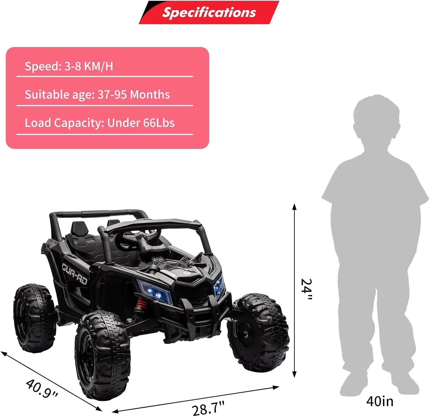 2 Seater Ride On Car, 24V Kids Ride On UTV Car w/Remote Control Ohberri