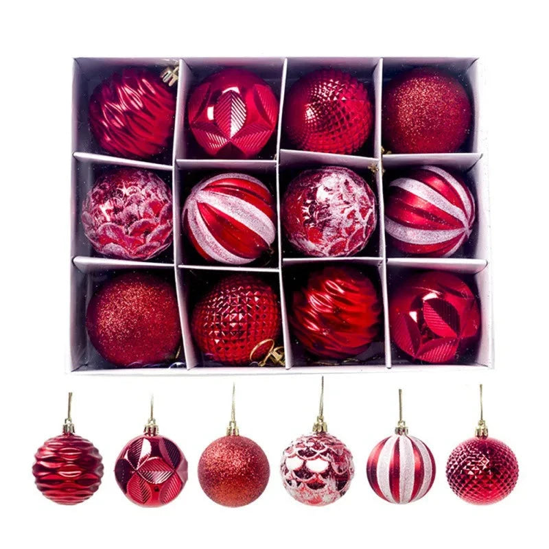 12pcs 6cm Assorted Christmas Ball Pendant Ball Ornament Set Ohberri