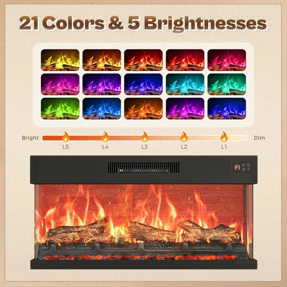 Fireplace TV Stand with LED Lights for 75 Inch TV -Farmhouse Ohberri