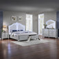 Mystic Contemporary Upholstered LED Queen Bedroom Set 4PC Wood Silver Finish - Ohberri