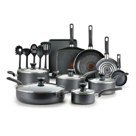 20 Piece Non-Stick Pots and Pans Cookware Set, Grey Ohberri