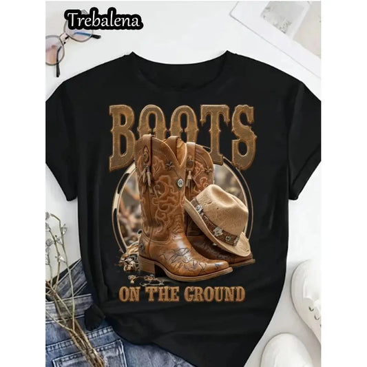Plus Size Women T-Shirt Boots on the Ground T-Shirt Ohberri