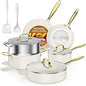 15-Pieces, Pots and Pans Set Non Stick, Oven Safe Non Toxic Cookware Set Ohberri