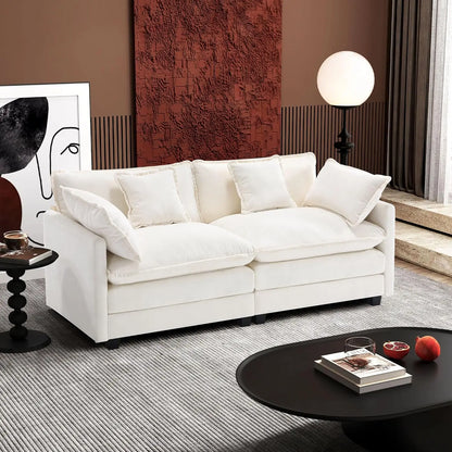 L Shaped Modern Sofa Modular Sectional Cloud Couch with Ottoman - Ohberri