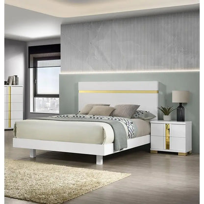 Modern 3-Piece Bedroom Set, Full Size Bed with LED, 2 Nightstands - Ohberri