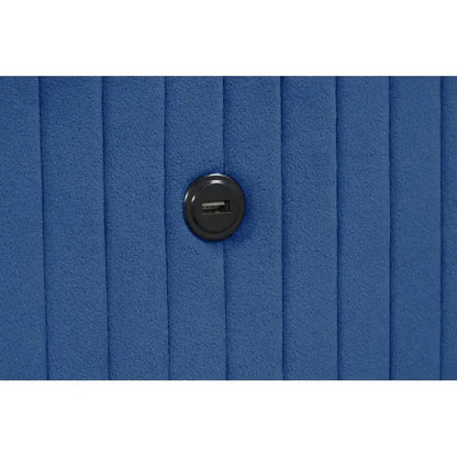 Modern Upholstery King 4-Piece Bedroom Set with Bed, Nightstand, Dresser, Mirror, and Fireplace in Blue Wood - Ohberri