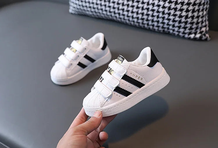 Children's Sneakers Kids Fashion Design White Non-slip Casual Shoes Boys Girls Hook Breathable Sneakers Toddler Outdoor Shoes Ohberri