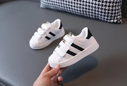 Children's Sneakers Kids Fashion Design White Non-slip Casual Shoes Boys Girls Hook Breathable Sneakers Toddler Outdoor Shoes Ohberri