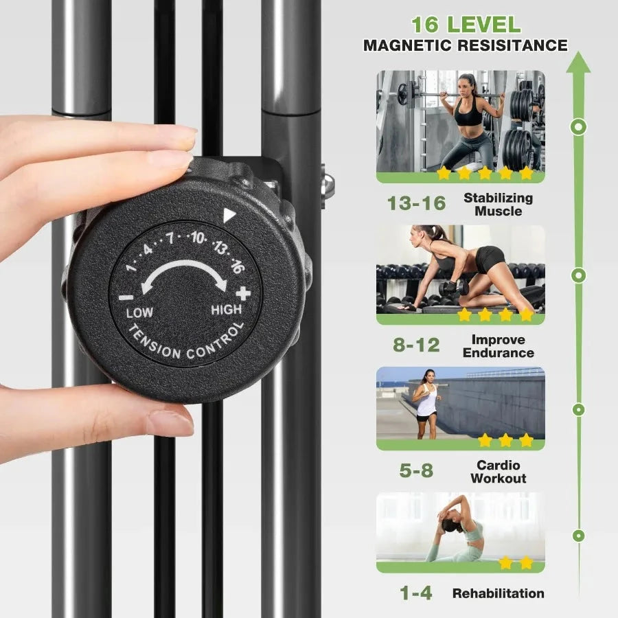 Exercise Bike 5 in 1 Foldable Stationary Bike 16 level Adjustable Ohberri