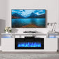 70'' TV Stand, Storage Cabinet & Electric Fireplace Heater with LED Light and 12 Flame Colors Ohberri