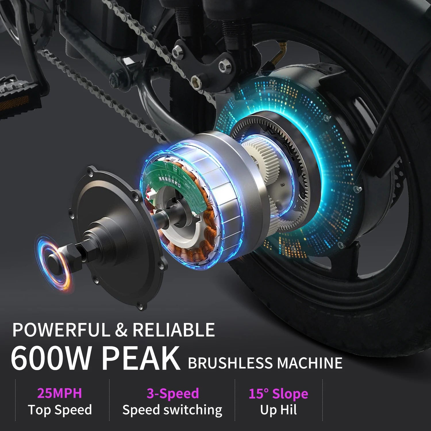 Electric Bikes 25MPH 600W Peak Motor,24-32Miles - Ohberri