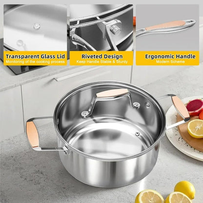 5Ply Stainless Steel Cookware Set with 10 Pieces for Induction Ohberri