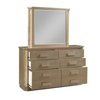 Queen 5PC Bedroom set Made with Wood in Gold - Ohberri
