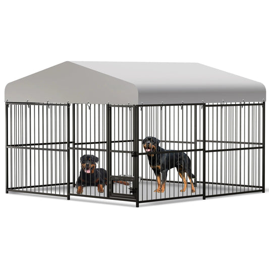 Large Dog Kennel Outside Heavy-Duty Outdoor with Roof, Double Lock, Enclosures with UV-Resistant Ohberri