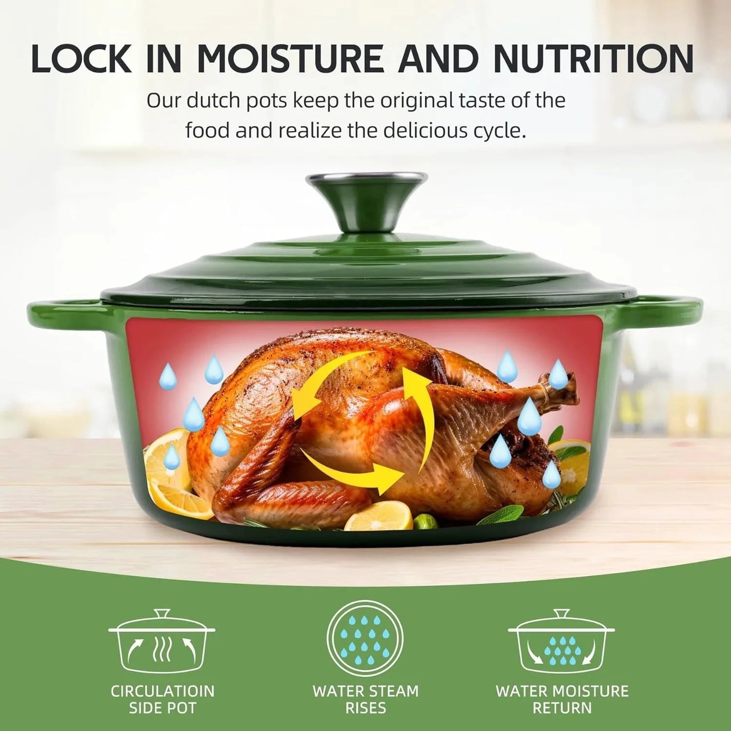 3 Quart Enameled Cast Iron Dutch Oven Pot with Lid, Oven Safe up to 550° Ohberri