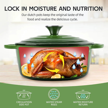 3 Quart Enameled Cast Iron Dutch Oven Pot with Lid, Oven Safe up to 550° Ohberri