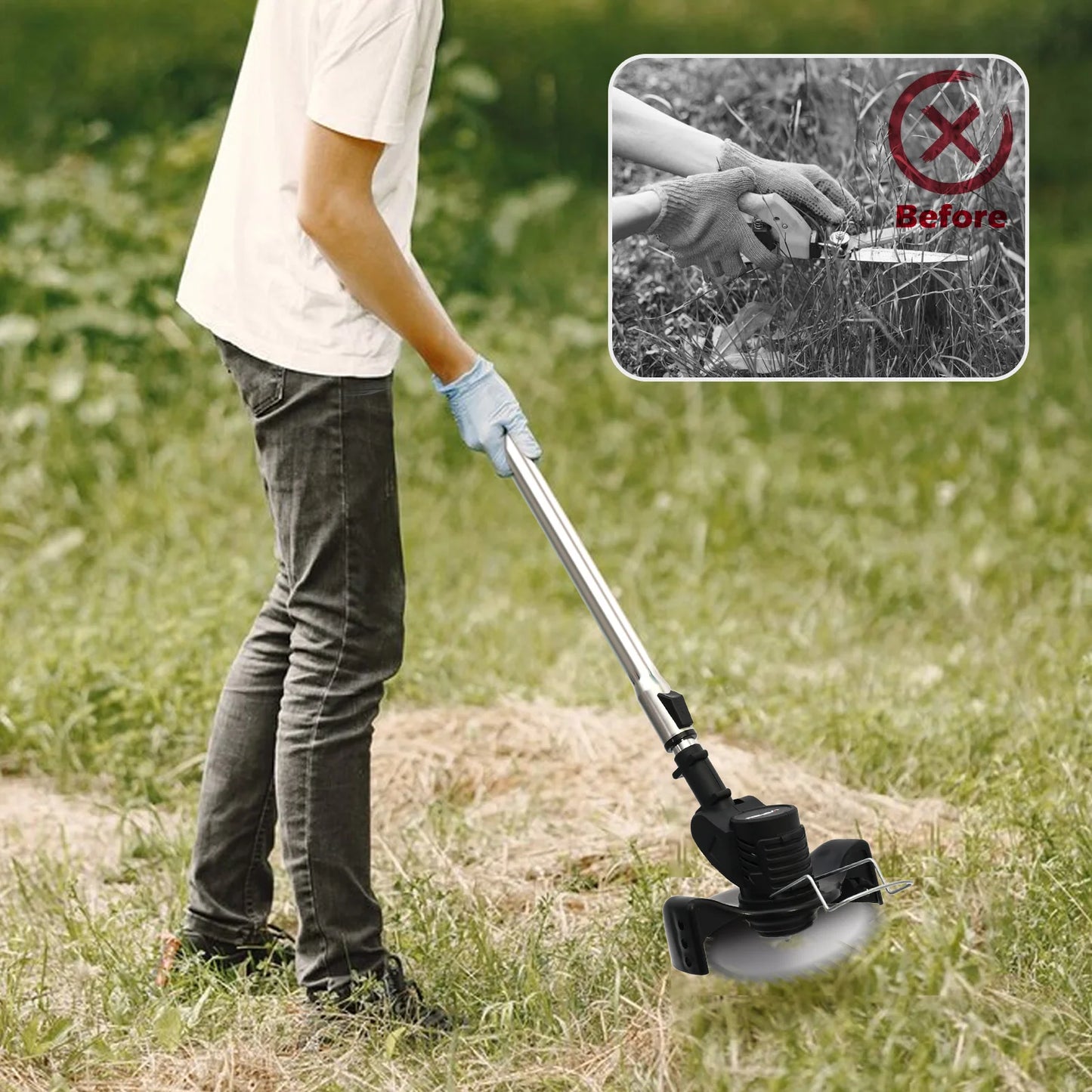 Electric Weed Wacker String Grass Trimmer Cordless with 2x2.0Ah Battery 21V Lightweight Lawn Grass for Garden and Yard Lawn - Ohberri