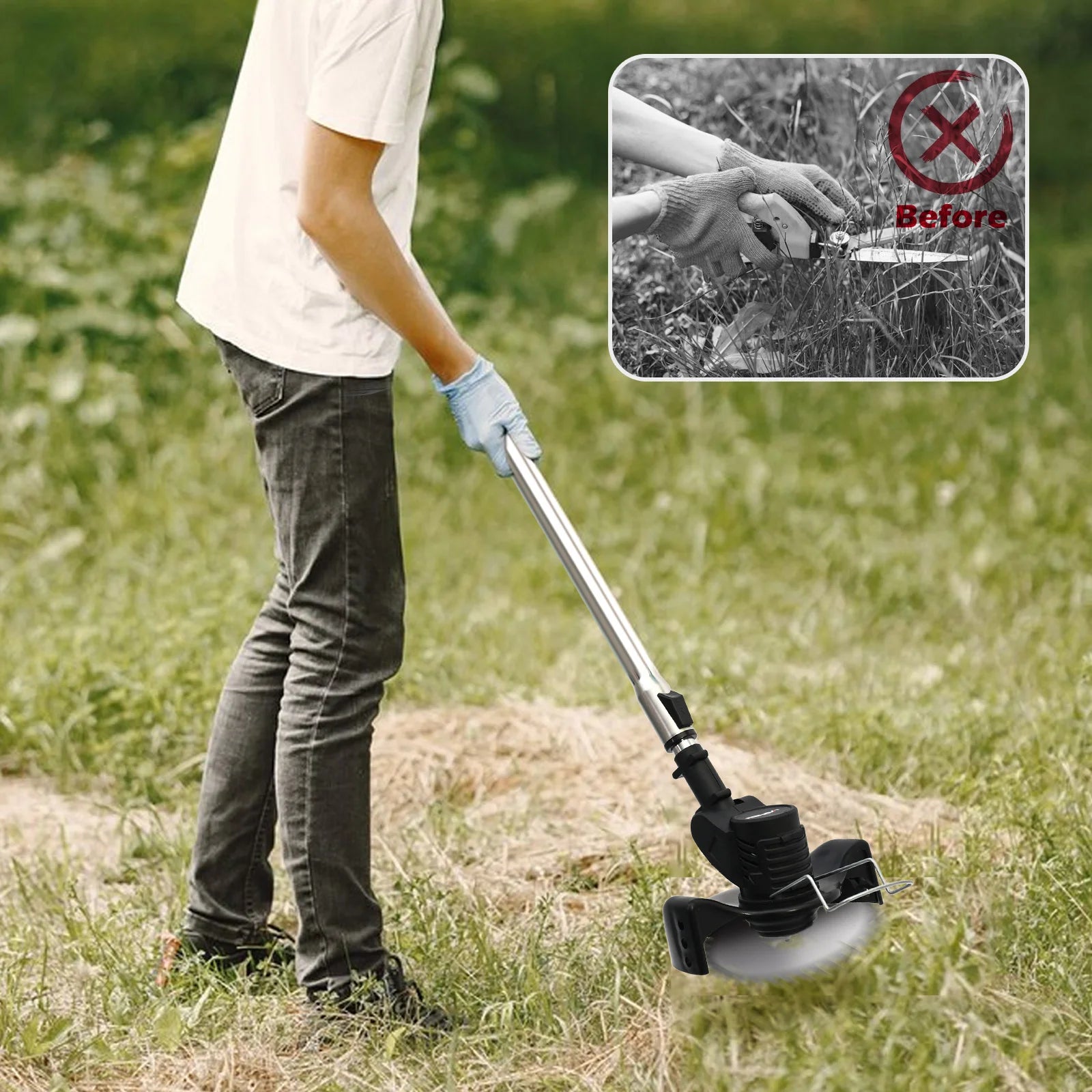 Electric Weed Wacker String Grass Trimmer Cordless with 2x2.0Ah Battery 21V Lightweight Lawn Grass for Garden and Yard Lawn - Ohberri