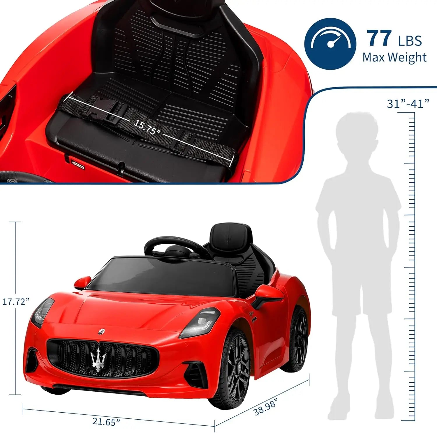Maserati Electric Ride-On Toy Car with Remote Control Ohberri