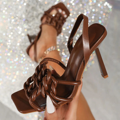 Women's Sandals Square Open Toe Kitten Heels Ohberri