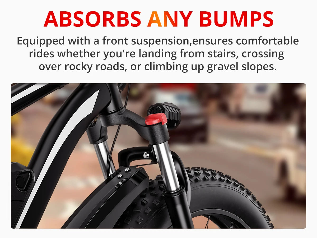 Peak 1500W 48V 15AH 26" Fat Tire Mountain Bike 31mph  Electric Dirt Bike - Ohberri