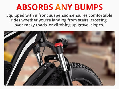 Peak 1500W 48V 15AH 26" Fat Tire Mountain Bike 31mph  Electric Dirt Bike - Ohberri