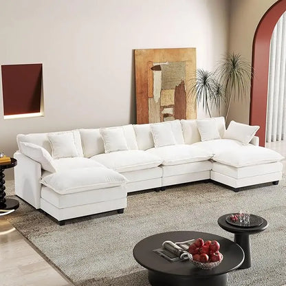 U-Shaped Sectional Sofa – 3-Seater Modern Deep Seat - Ohberri