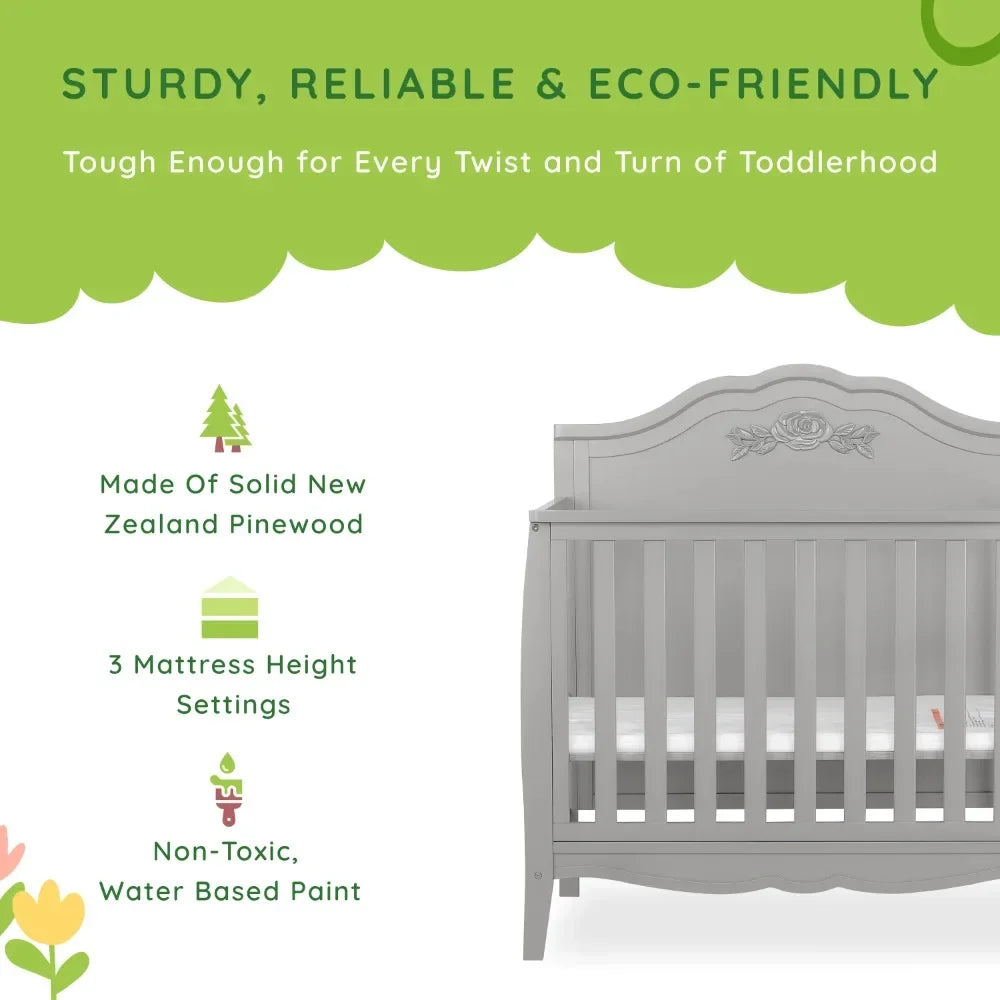 4-in-1 Convertible Mini Crib in Platinum - Ohberri