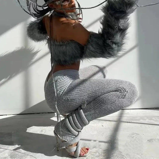 Grey strappy gladiator Heels Ohberri