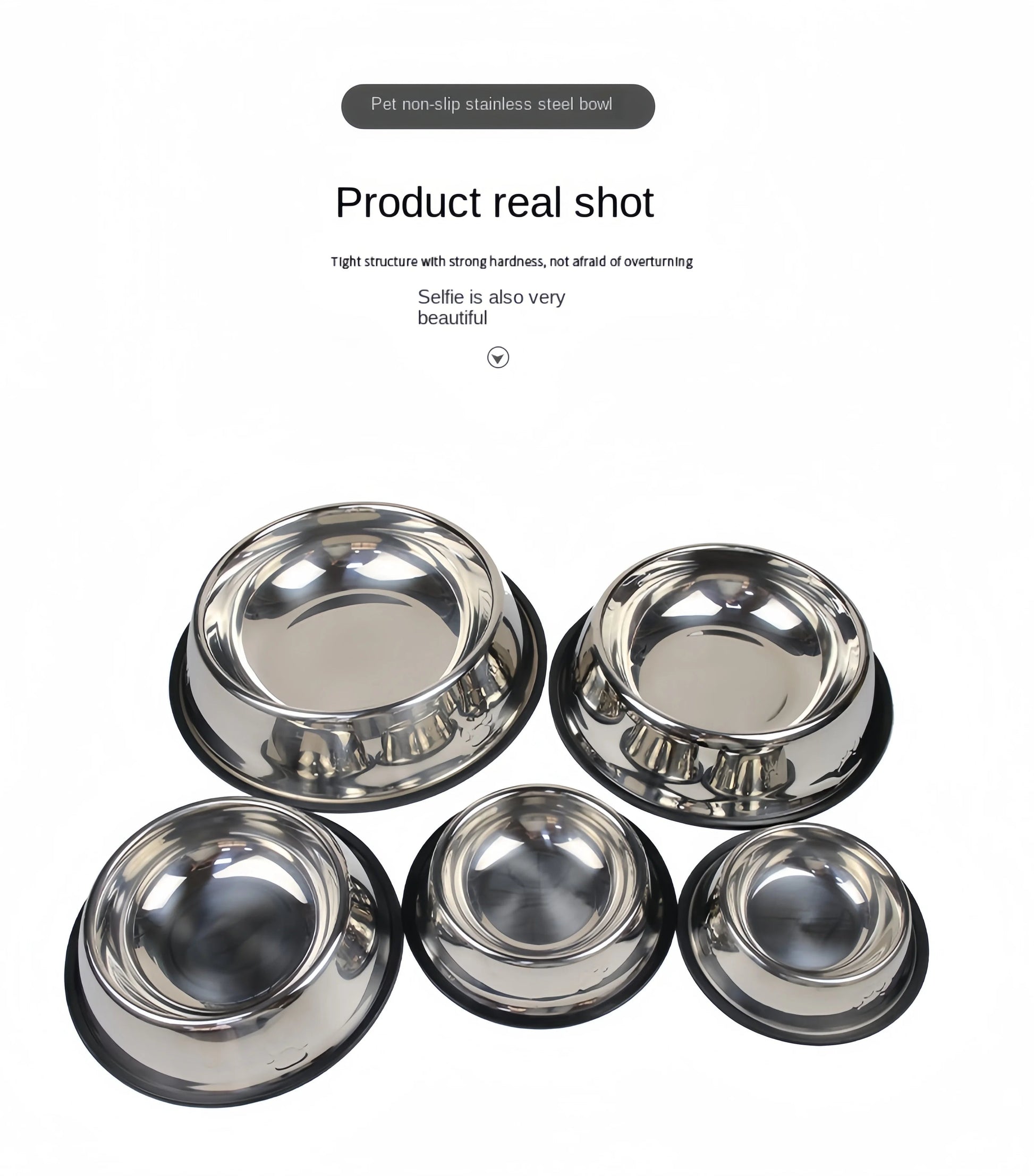 Pet Dog Cat Stainless Steel Bowl Pet Feeding Bowl Cat and Dog Drinking Bowl Metal Feeder Bowl Durable Easy To Clean 6 Sizes Ohberri