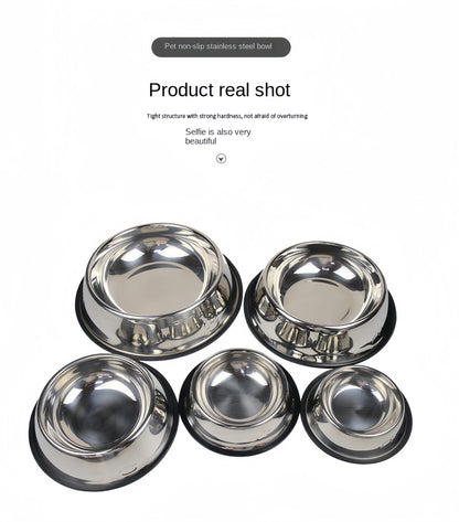 Pet Dog Cat Stainless Steel Bowl Pet Feeding Bowl Cat and Dog Drinking Bowl Metal Feeder Bowl Durable Easy To Clean 6 Sizes Ohberri