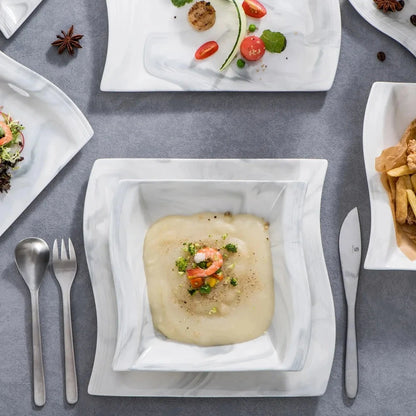 30PCS Marble Porcelain Dinnerware Set Ohberri