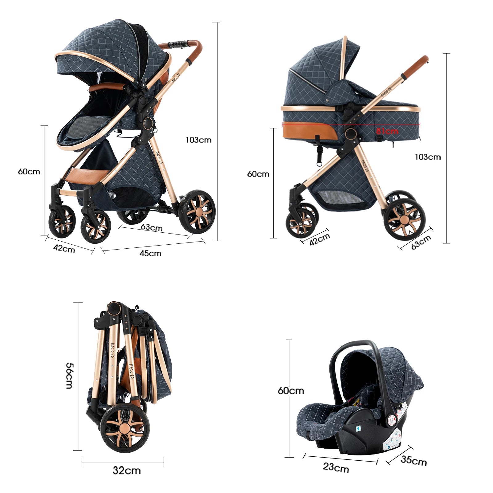 3 in 1 Baby Stroller - Ohberri