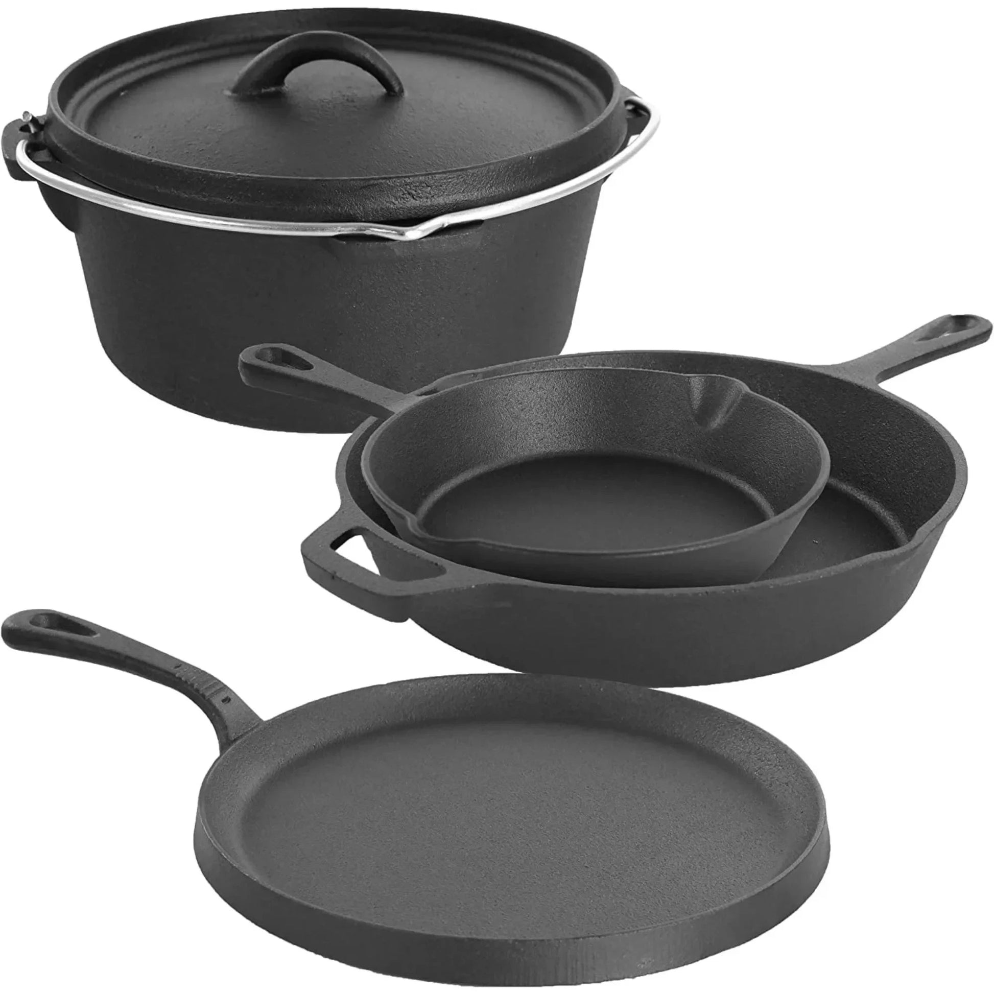 5-Piece Cast Iron Cookware Set, Non-Stick Pots & Pans for Oven, Stovetop & Grill Ohberri