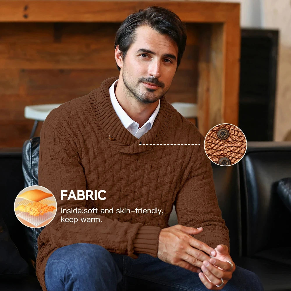 Men's Sweater Winter Shawl Collar Pullover Sweater Ohberri