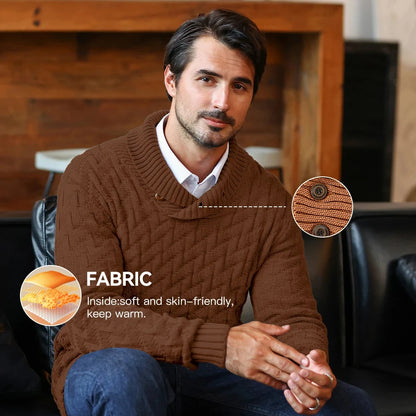 Men's Sweater Winter Shawl Collar Pullover Sweater Ohberri