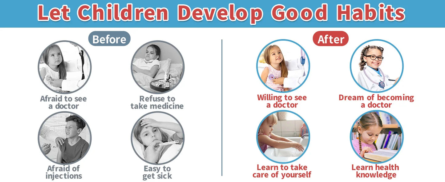 Doctor Pretend Play Medical Station Set with Lights Stethoscope - Ohberri