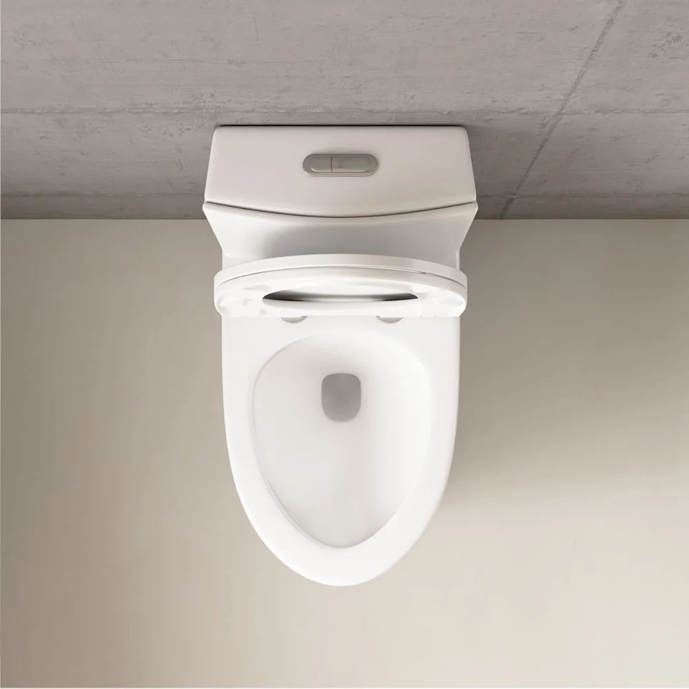 Dual Flush Floor Mounted One-Piece Toilet with Soft-Close Seat In Glossy White Ohberri