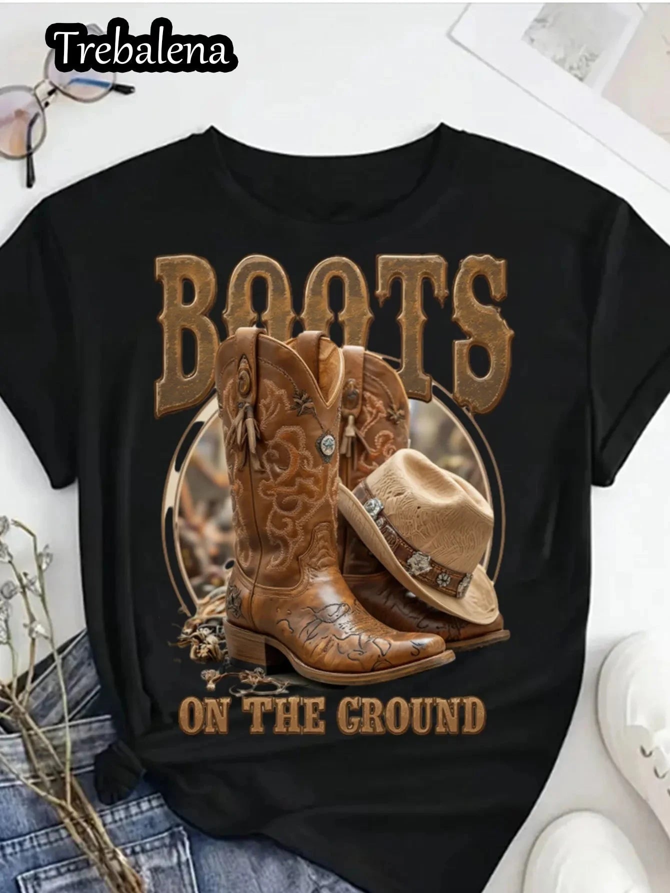 Plus Size Women T-Shirt Boots on the Ground T-Shirt Ohberri