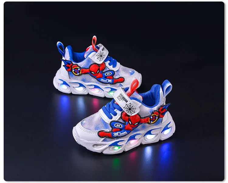 Disney Fashion Spiderman Baby Boys Sneakers Spring/autumn Children's Shoes Lighted Sneaker Trendy Kids Boy Sports Casual Shoes Ohberri