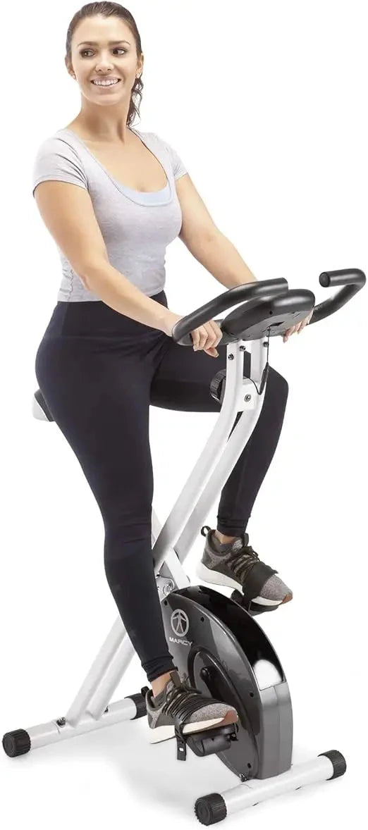 Foldable Upright Exercise Bike with Adjustable Ohberri