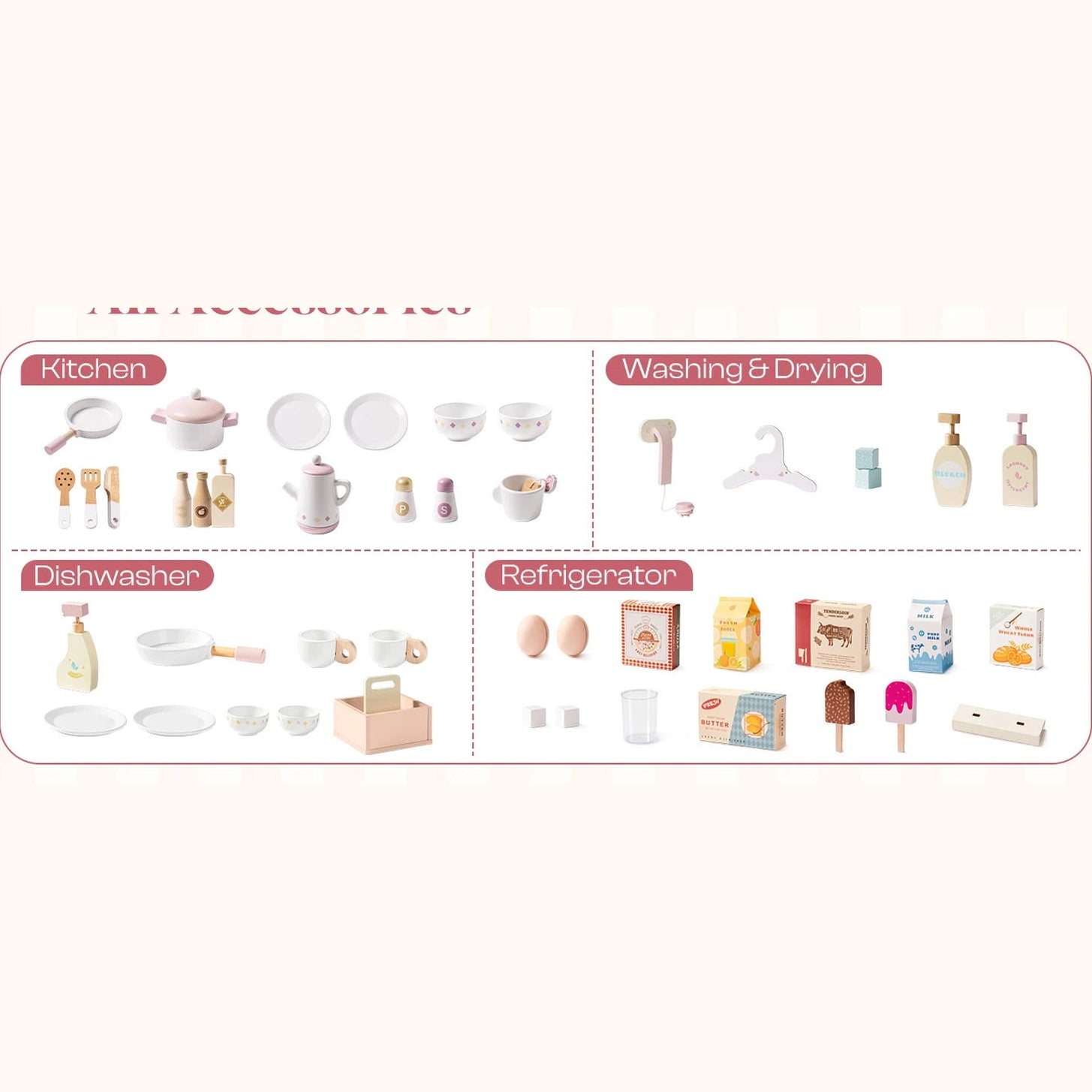 Kitchen Play set with Realistic Sound Pretend Play Gift for Boys Girls Pink - Ohberri